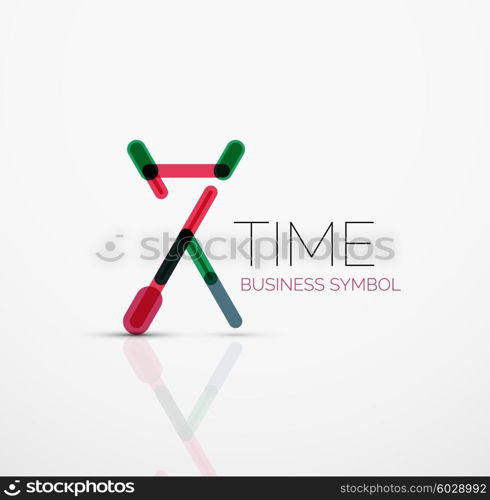 Vector abstract logo idea, time concept or clock business icon. Creative logotype design template made of overlapping multicolored line segments