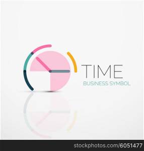 Vector abstract logo idea, time concept or clock business icon. Creative logotype design template made of overlapping multicolored line segments