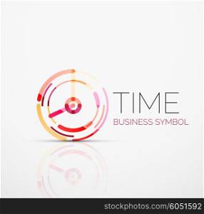 Vector abstract logo idea, time concept or clock business icon. Creative logotype design template made of overlapping multicolored line segments