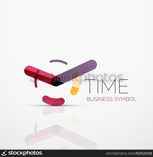 Vector abstract logo idea, time concept or clock business icon. Creative logotype design template made of overlapping multicolored line segments