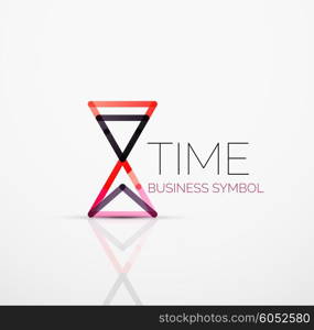 Vector abstract logo idea, time concept or clock business icon. Creative logotype design template made of overlapping multicolored line segments