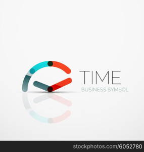 Vector abstract logo idea, time concept or clock business icon. Creative logotype design template made of overlapping multicolored line segments