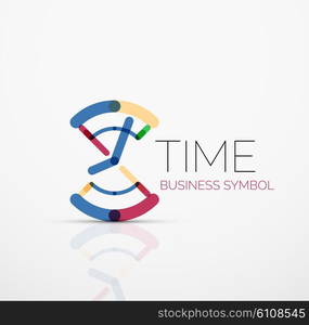 Vector abstract logo idea, time concept or clock business icon. Creative logotype design template made of overlapping multicolored line segments