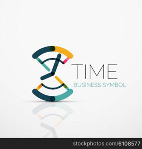 Vector abstract logo idea, time concept or clock business icon. Creative logotype design template made of overlapping multicolored line segments