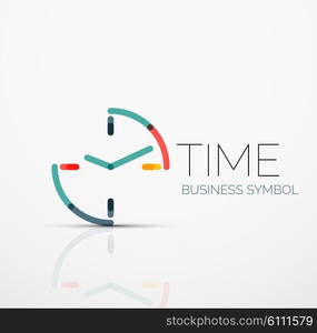 Vector abstract logo idea, time concept or clock business icon. Creative logotype design template made of overlapping multicolored line segments