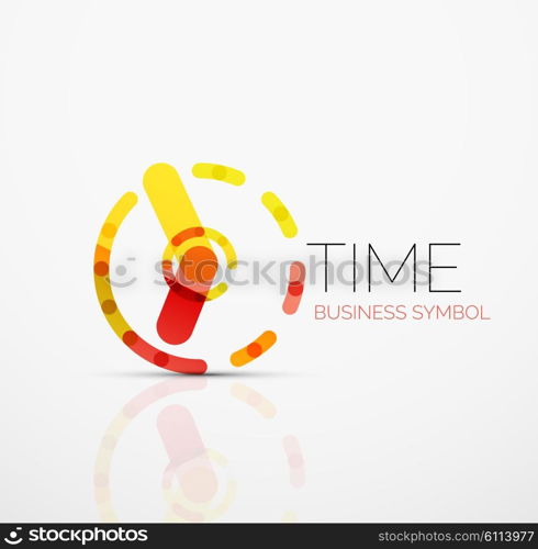 Vector abstract logo idea, time concept or clock business icon. Creative logotype design template made of overlapping multicolored line segments