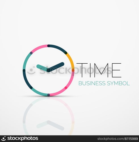 Vector abstract logo idea, time concept or clock business icon. Creative logotype design template made of overlapping multicolored line segments