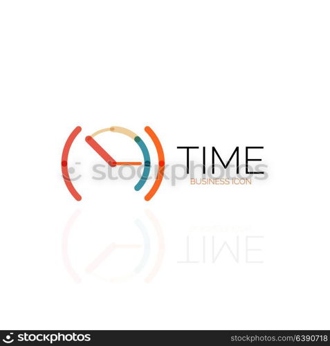 Vector abstract logo idea, time concept or clock business icon. Creative logotype design template. Vector abstract logo idea, time concept or clock business icon. Creative logotype design template, linear flat thin line design