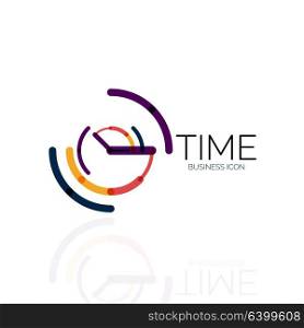 Vector abstract logo idea, time concept or clock business icon. Creative logotype design template. Vector abstract logo idea, time concept or clock business icon. Creative logotype design template, linear flat thin line design