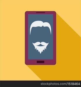 vector abstract man with beard in a smart phone on flat design