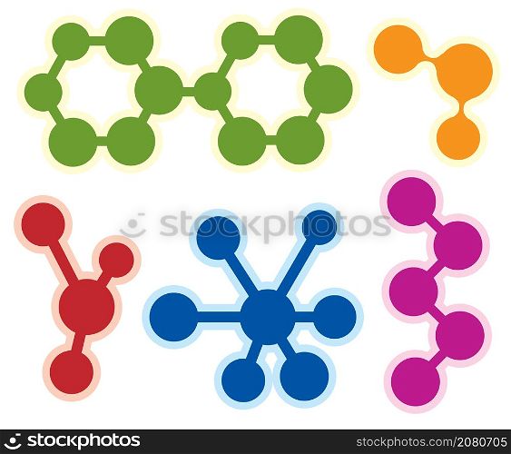vector abstract molecule icon set