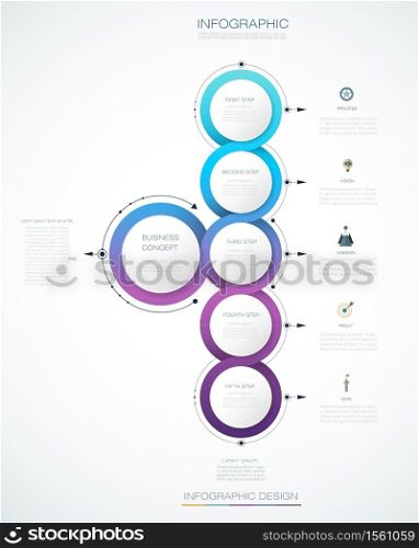 Vector abstract molecules with 3D paper label, integrated circles. Blank space for content, business, infographic template, diagram, network, web design. Light gray color background. Social media connection technology concept