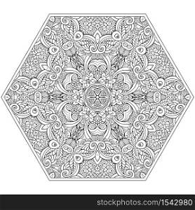 Vector abstract mosaic hand drawn mandala octahedron figure. Vector mosaic hand drawn mandala octahedron figure