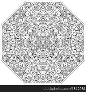 Vector abstract mosaic hand drawn mandala octahedron figure. Vector mosaic hand drawn mandala octahedron figure
