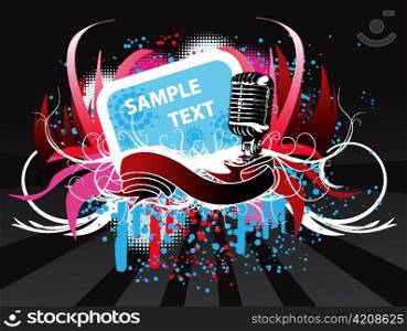 vector abstract music poster with microphone
