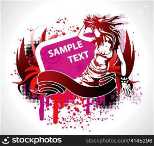 vector abstract music poster with woman