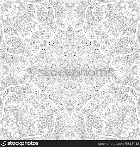 Vector abstract nature hand drawn line art seamless pattern. Vector nature hand drawn line art seamless pattern