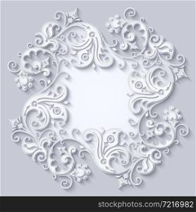 Vector abstract ornamental nature vintage frame. Modern monochrome floral elements. Trendy craft style illustration. Abstract vector ornamental nature vintage frame.