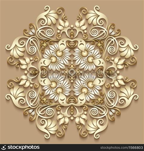 Vector abstract ornamental nature vintage illustration. Modern volumetric floral elements. Trendy craft style background. Vector ornamental nature vintage illustration.