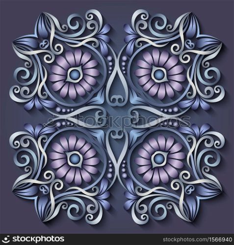 Vector abstract ornamental nature vintage illustration. Modern volumetric floral elements. Trendy craft style background. Vector ornamental nature vintage illustration.
