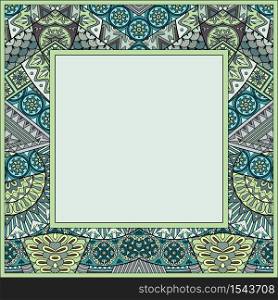 Vector abstract ornamental vintage ethnic frame. Hand drawn background. Vector abstract ornamental vintage ethnic frame