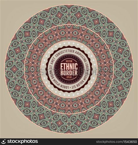 Vector abstract ornamental vintage ethnic nature round frame. Vector ornamental vintage ethnic round frame