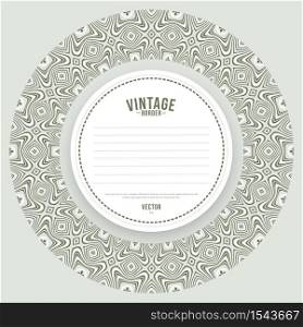 Vector abstract ornamental vintage ethnic nature round frame. Vector ornamental vintage ethnic round frame