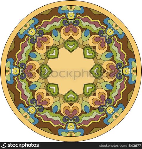 Vector abstract ornamental vintage nature ethnic round frame. Vector ornamental vintage ethnic round frame