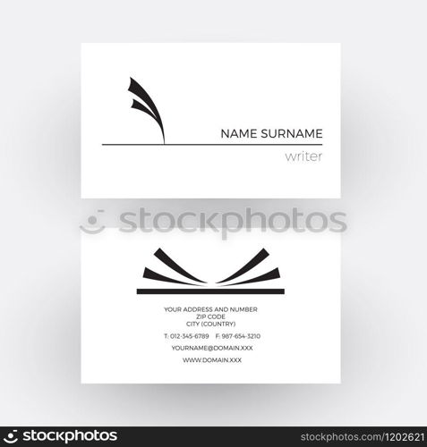 Vector abstract pen with feather, concept of writer. Business card