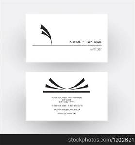 Vector abstract pen with feather, concept of writer. Business card