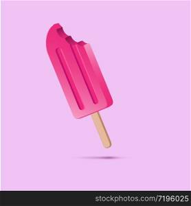 Vector abstract popsicle. Strawberry flavored ice cream. Background for summer poster or advertising