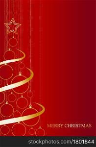 Vector Abstract poster Golden Christmas Tree on red background