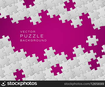 Vector Abstract purple background made from white puzzle pieces and place for your content