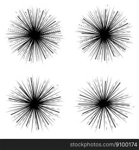 vector abstract radial line burst. black explosion isolated on white background. radial sun burst or comic burst graphic design