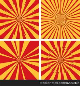 vector abstract radiating backgrounds of red and yellow star burst rays. energy starburst illustration