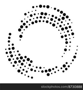 vector abstract random dotted circle. halftone element with concentric speckles. circular and radial lines volute decoration with dots. segmented helix with rotation