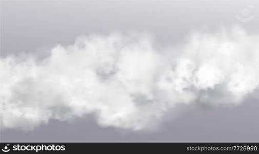 Vector Abstract realistic fog cloud design element on gray background. White smoke For website, greeting, discount voucher, greeting and poster design. Vector Abstract realistic fog cloud design element