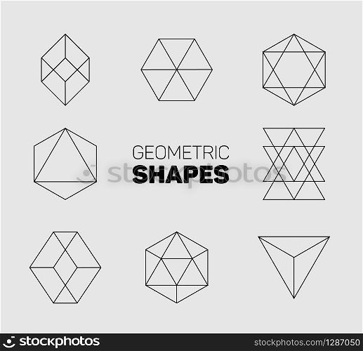 Vector abstract regular geometric shapes - black on gray background