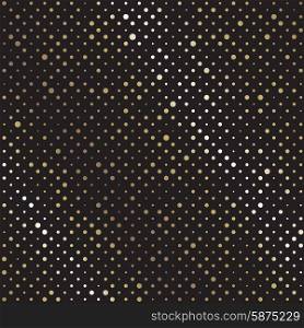 Vector Abstract retro seamless with circle. Vector Abstract black background with golden circle. Polka dot pattern
