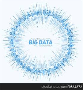 Vector abstract round big data visualization. Futuristic infographics design. Visual information complexity. Intricate data threads graphic. Social network or business analytics representation.