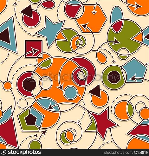 vector abstract seamless composition with geometric figures, seamless pattern in swatch menu
