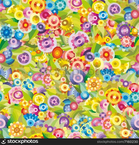Vector abstract seamless doodle floral decorative pattern. Vector seamless doodle floral pattern