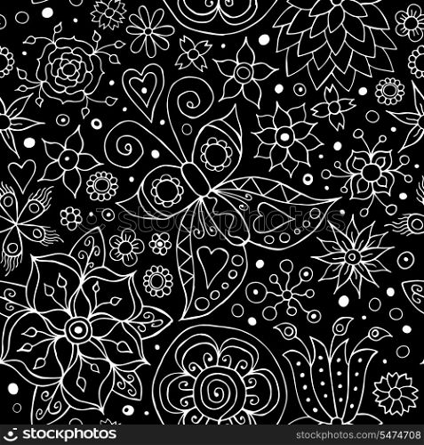 Vector Abstract Seamless Flower Pattern