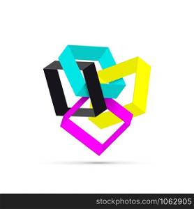 Vector abstract shape 3d ,CMYK for printer