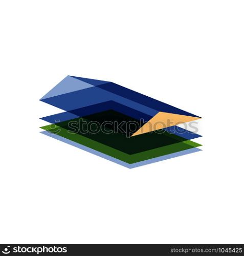 Vector abstract shape of house in glass