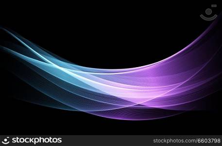 Vector Abstract shiny color blue wave design element on dark background. Science or technology design. Vector Abstract shiny color blue wave design element