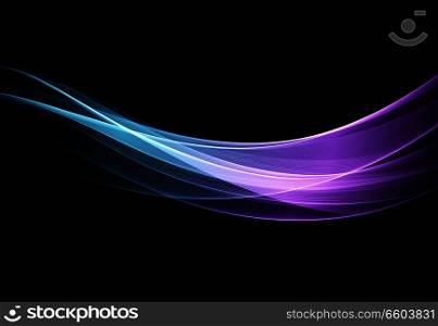 Vector Abstract shiny color blue wave design element on dark background. Science or technology design. Vector Abstract shiny color blue wave design element