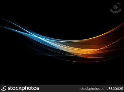 Vector Abstract shiny color gold wave design element on dark background. Science or technology design. Vector Abstract shiny color wave design element