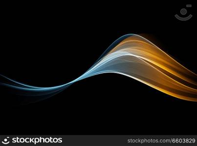 Vector Abstract shiny color gold wave design element on dark background. Science or technology design. Vector Abstract shiny color wave design element