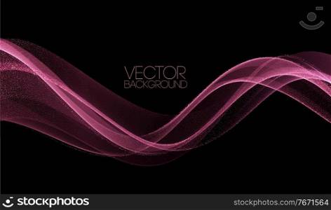 Vector Abstract shiny color rose gold wave design element with glitter effect on dark background.. Abstract shiny color rose gold wave design element with glitter effect on dark background.